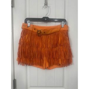 Cloud Ten Orange Rhinestone Fringe Belted Festival Shorts Womens Large TN Vols